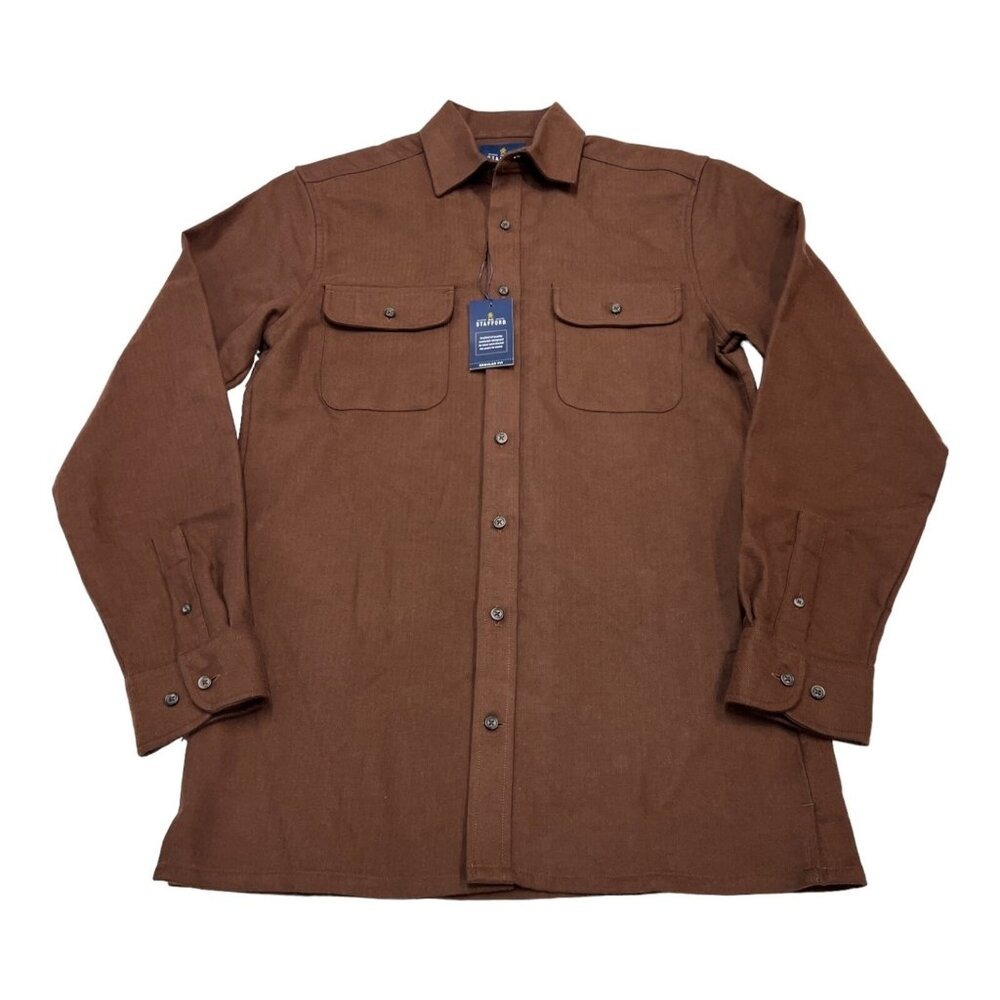 Stafford Shirt Brown Button Down Fleeced Lined Size S Outdoor Layer Comfort